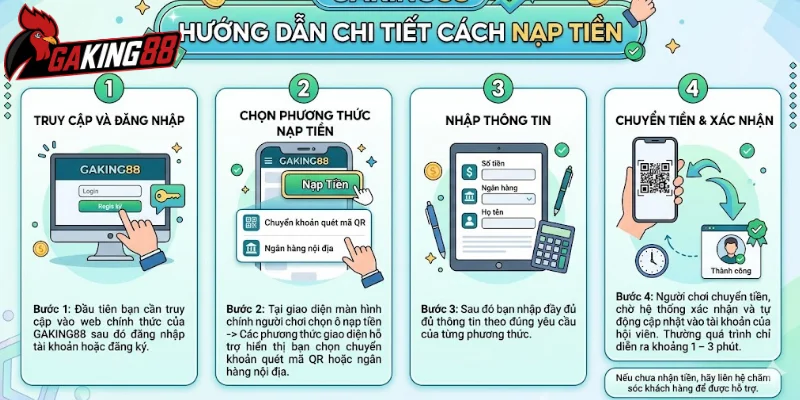 Cách nạp tiền GAKING88 chỉ với một vài thao tác cơ bản