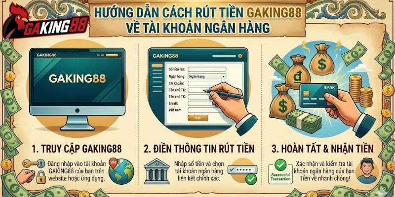 Cách rút tiền GAKING88 về ngân hàng nhanh gọn