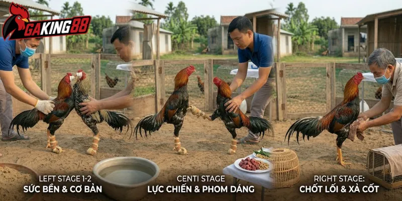 Chu kỳ áp dụng cách vần hơi, vần đòn cho gà đá