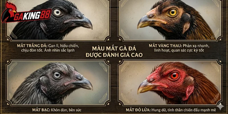 Một số màu mắt gà đá được đánh giá cao khi thi đấu