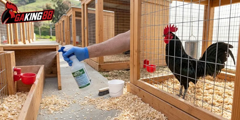 Tần suất hợp lý trong cách dọn chuồng và vệ sinh môi trường nuôi gà chọi