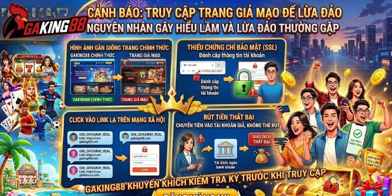 Tin đồn GAKING88 lừa đảo do người chơi truy cập vào trang giả mạo