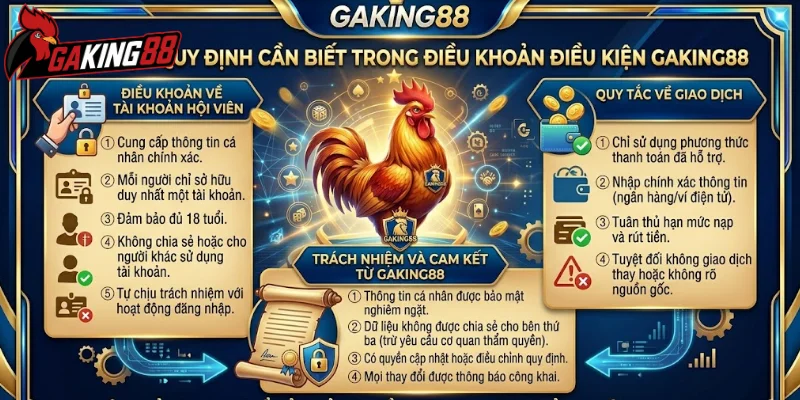 Tổng hợp quy định cần biết trong điều khoản điều kiện GAKING88